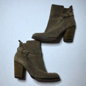 Ivanka Trump Size 6.5 M Brown Buckle Heeled Ankle Booties Shoes Boots Leather